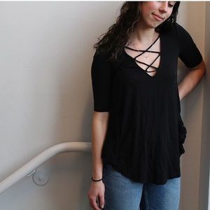 American eagle lace up top